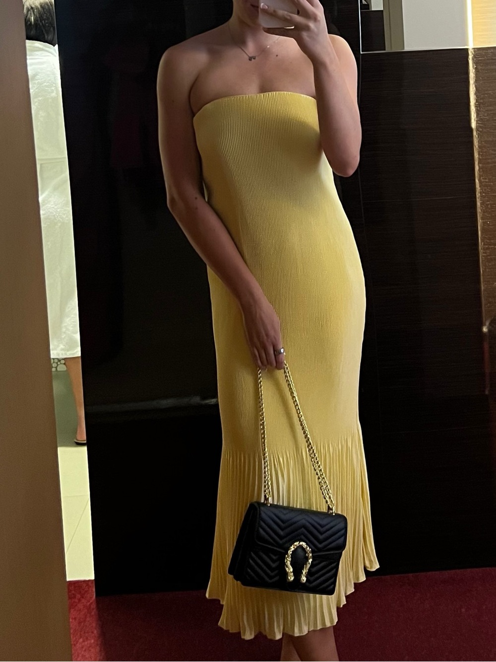 Abercrombie & Fitch Yellow Strapless Pleated Dress - Picture 6 of 6